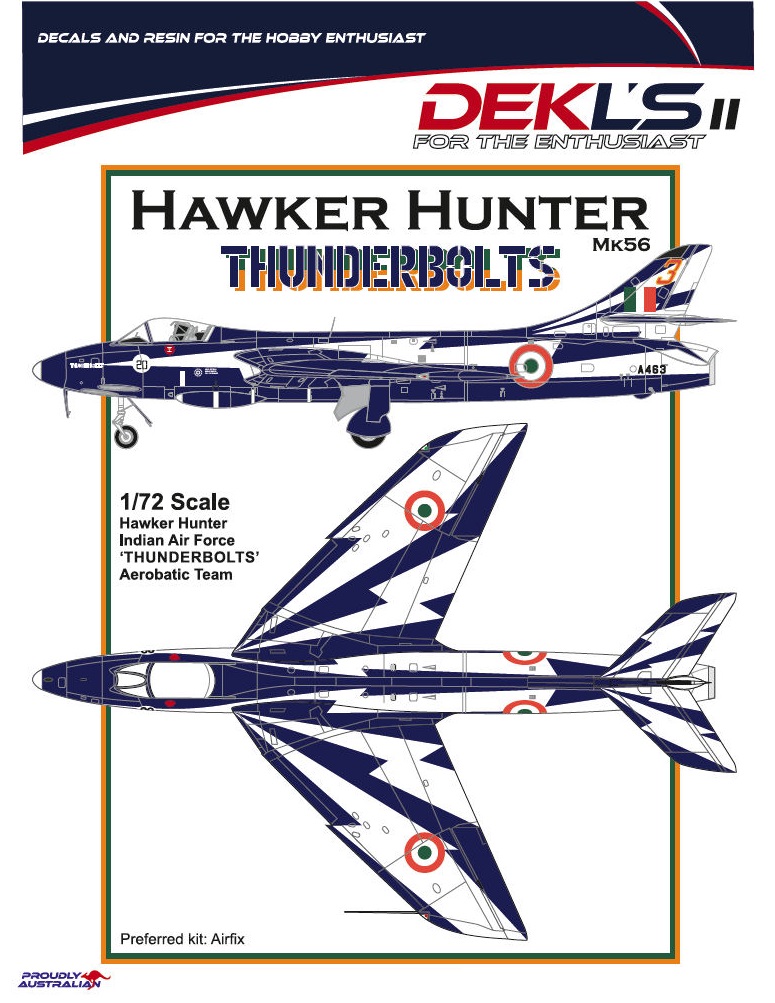1/72 Decals-Indian Air Force Aerobatic Team 'Thunderbolts' Hunter DEKL's II 