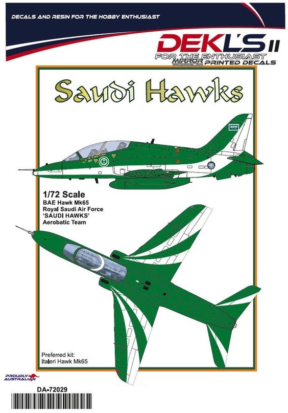 'Saudi Hawks' DEKL's II 1/72 Decals Royal Saudi Air Force Aerobatic Team