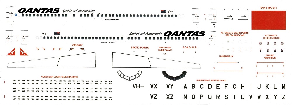 SALE 1/144 QANTAS DECALS; Boeing 737-800 Spirit of Australia 2007 to 2016 Livery 