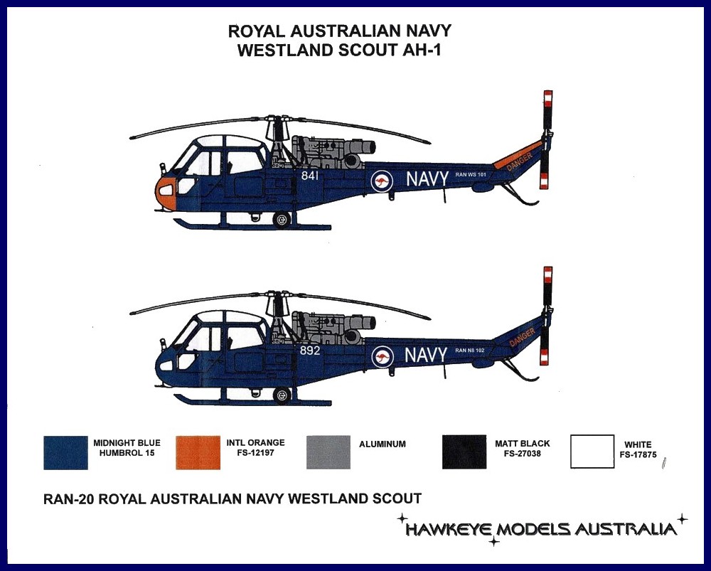 1/48 RAN DECALS; Westland Scout Helicopter 